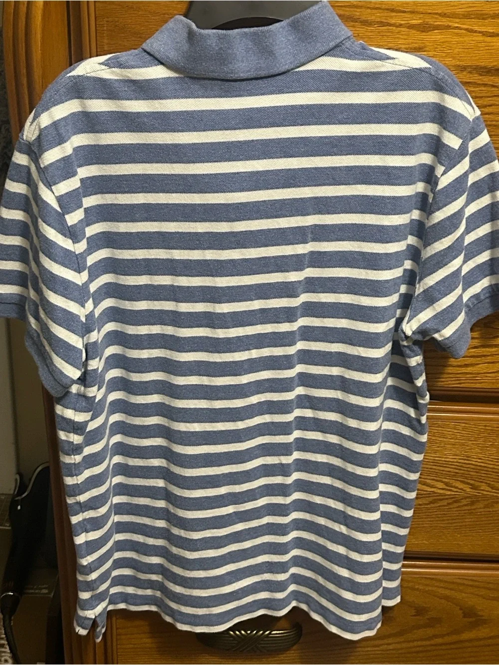 Polo Ralph Lauren Bear Stripe Polo Shirt Blue White Custom Slim Fit Large